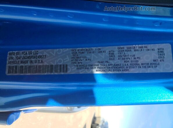 1C4PJXDN5RW243677 2024 JEEP WRANGLER Blue Widok komory silnika
