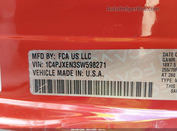 1C4PJXEN3SW598271 2025 JEEP WRANGLER Оранжевый Вид подкапотного пространства