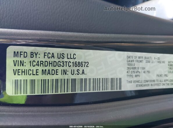 1C4RDHDG3TC168672 2026 DODGE DURANGO Черный Вид подкапотного пространства