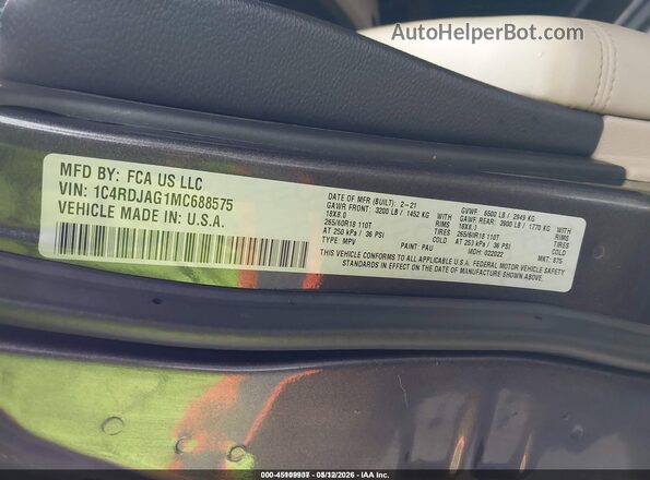 1C4RDJAG1MC688575 2021 DODGE DURANGO Серый Вид подкапотного пространства