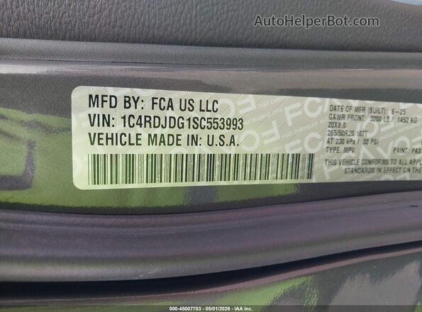 1C4RDJDG1SC553993 2025 DODGE DURANGO Серый Вид подкапотного пространства