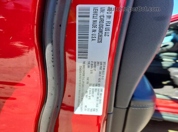 1C4RDJDG4MC863235 2021 DODGE DURANGO Красный Вид наклейки с VIN-кодом
