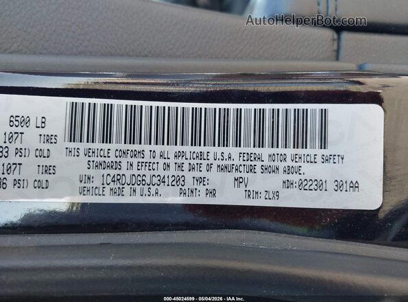 1C4RDJDG6JC341203 2018 DODGE DURANGO Фиолетовый Вид подкапотного пространства