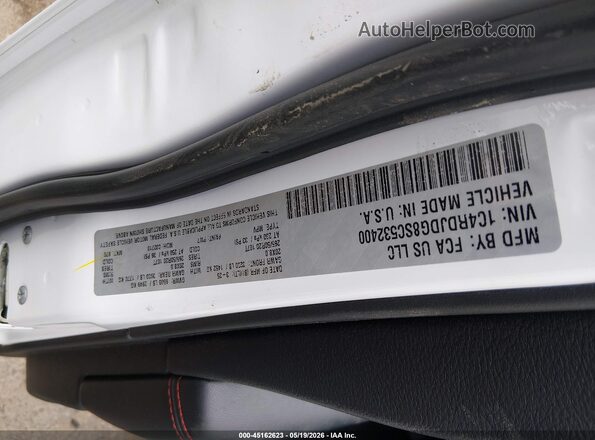1C4RDJDG8SC532400 2025 DODGE DURANGO White Widok komory silnika