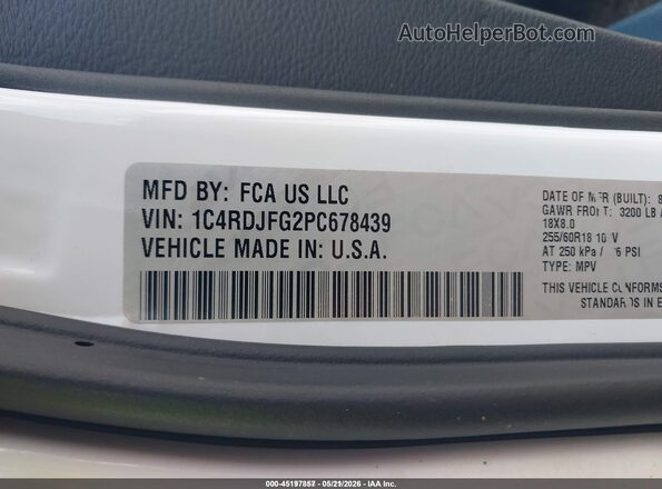 1C4RDJFG2PC678439 2023 DODGE DURANGO Белый Вид подкапотного пространства