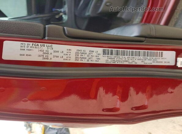 1C4RJEAG2JC428651 2018 JEEP GRAND Red Widok naklejki z numerem VIN