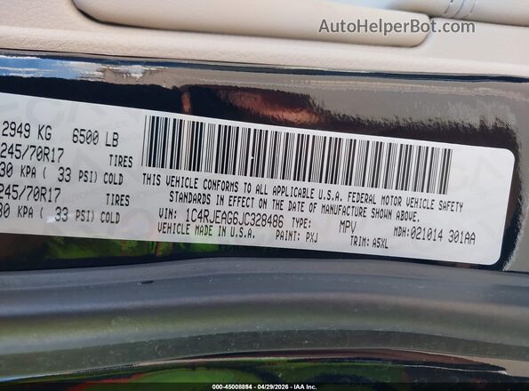 1C4RJEAG6JC328486 2018 JEEP GRAND CHEROKEE Черный Вид подкапотного пространства