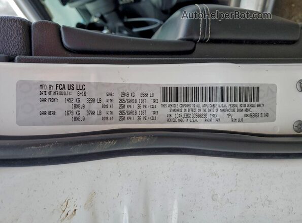 1C4RJEBG1GC500236 2016 JEEP GRAND White Vista interior de 360 grados