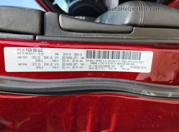 1C4RJECG5JC455369 2018 JEEP GRAND Бордовый Вид наклейки с VIN-кодом