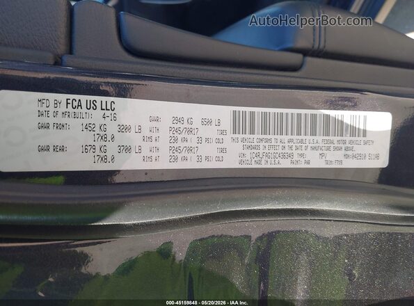 1C4RJFAG1GC436349 2016 JEEP GRAND CHEROKEE Черный Вид подкапотного пространства