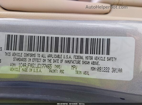 1C4RJFAG1JC177465 2018 JEEP GRAND CHEROKEE Серебряный Вид подкапотного пространства