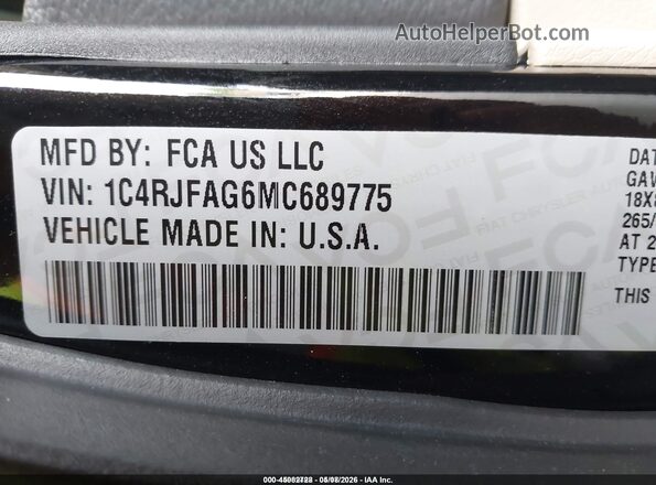1C4RJFAG6MC689775 2021 JEEP GRAND CHEROKEE Черный Вид подкапотного пространства