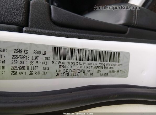 1C4RJFAG7HC658718 2017 JEEP GRAND CHEROKEE Белый Вид подкапотного пространства