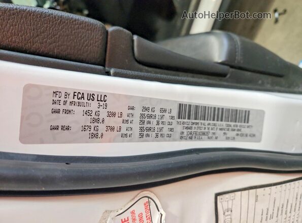 1C4RJFBG1KC686357 2019 JEEP GRAND Белый Вид наклейки с VIN-кодом