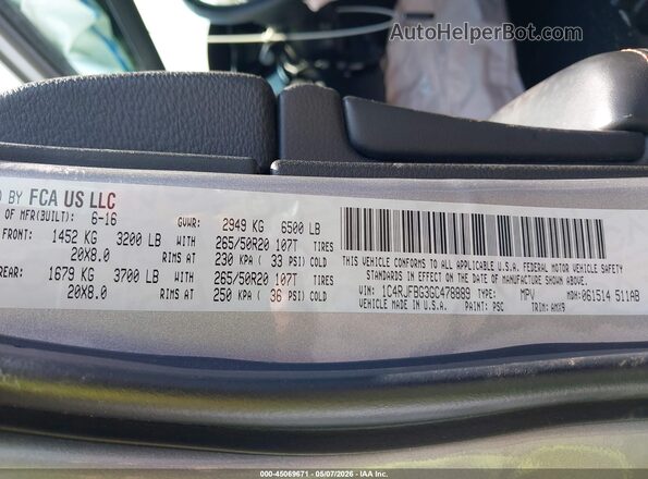 1C4RJFBG3GC478889 2016 JEEP GRAND CHEROKEE Gray Widok komory silnika