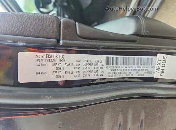 1C4RJFBG6KC793601 2019 JEEP GRAND Черный Панорамный вид салона 360°