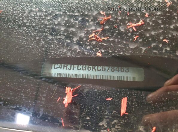 1C4RJFCG6KC678463 2019 JEEP GRAND Blue Vista de la etiqueta del VIN
