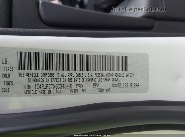 1C4RJFCTXGC343081 2016 JEEP GRAND CHEROKEE Белый Вид подкапотного пространства