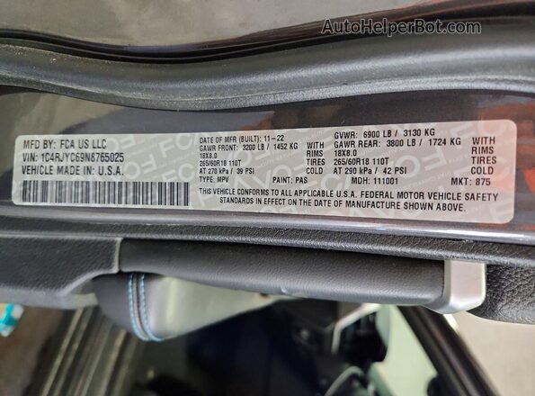 1C4RJYC69N8765025 2022 JEEP GRAND Серый Вид наклейки с VIN-кодом