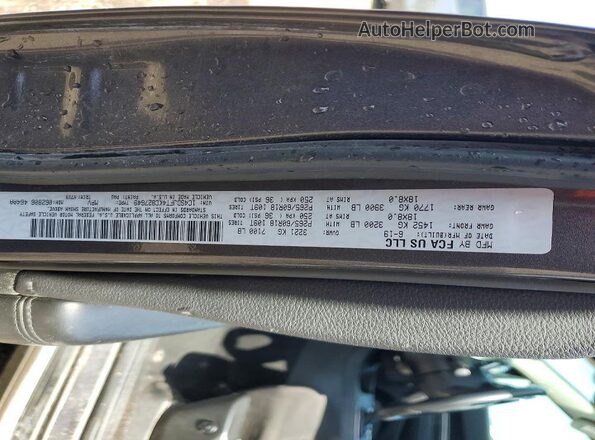 1C4SDJFT4KC827649 2019 DODGE DURANGO Серый Вид наклейки с VIN-кодом