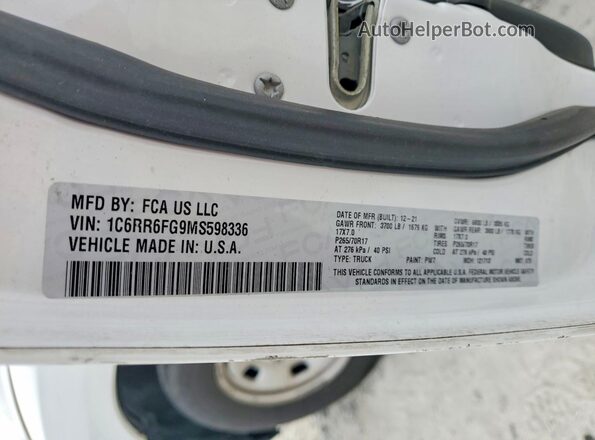 1C6RR6FG9MS598336 2021 RAM 1500 Белый Вид подкапотного пространства