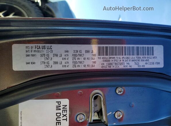 1C6RR6TT9KS732972 2019 RAM 1500 Угольный Вид наклейки с VIN-кодом