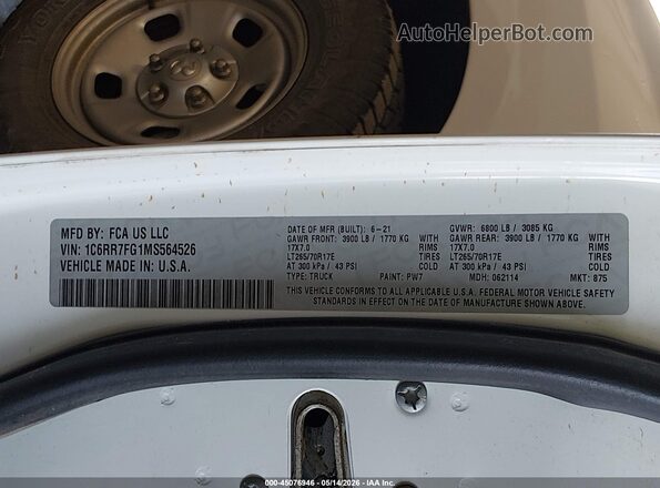 1C6RR7FG1MS564526 2021 RAM 1500 CLASSIC Белый Вид подкапотного пространства