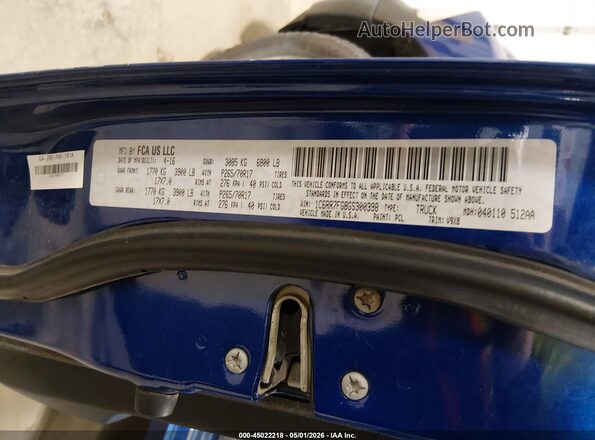 1C6RR7FG8GS300398 2016 RAM 1500 Blue Widok komory silnika