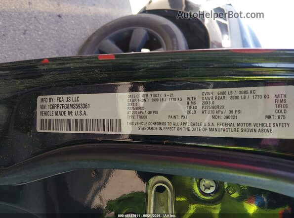 1C6RR7FG8MS593361 2021 RAM 1500 CLASSIC Черный Вид подкапотного пространства