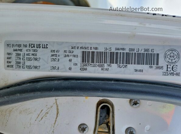 1C6RR7FM1GS146865 2016 RAM 1500 White Widok komory silnika