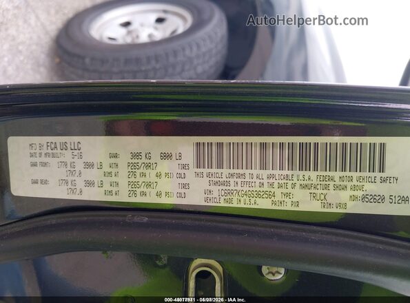 1C6RR7KG4GS362564 2016 RAM 1500 Черный Вид подкапотного пространства