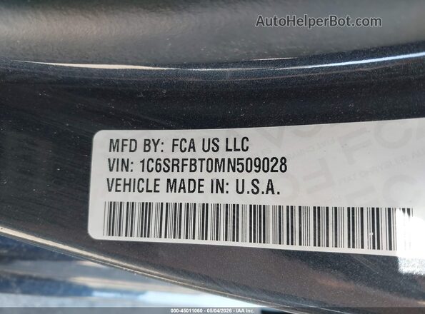 1C6SRFBT0MN509028 2021 RAM 1500 Blue Widok komory silnika