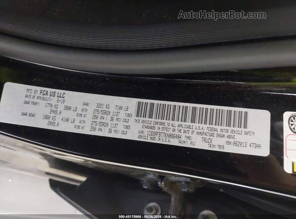 1C6SRFBT7KN886484 2019 RAM 1500 Черный Вид подкапотного пространства
