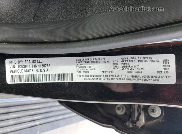 1C6SRFHT1NN136266 2022 RAM 1500 Black Вид підкапотного простору