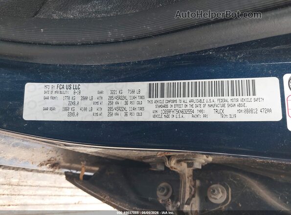 1C6SRFHT5KN632554 2019 RAM 1500 Blue Widok komory silnika