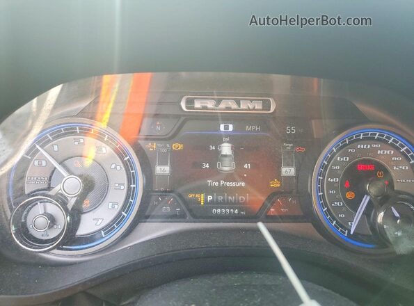 1C6SRFHT7KN764375 2019 RAM 1500 White Instrument cluster view