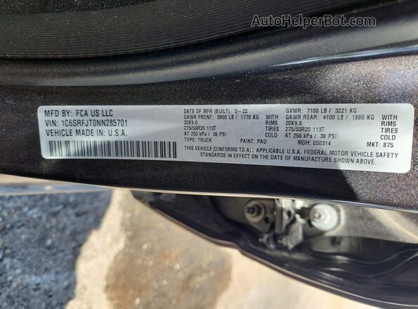 1C6SRFJT0NN285701 2022 RAM 1500 Charcoal Widok komory silnika