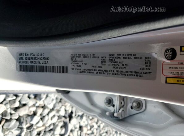 1C6SRFJT3NN222012 2022 RAM 1500 White Շարժիչի բաժամունքի տեսք