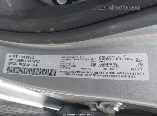 1C6SRFLT1MN772143 2021 RAM 1500 Серый Вид подкапотного пространства