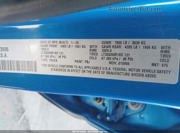 1C6SRFUP8SN573606 2025 RAM 1500 Blue Widok komory silnika