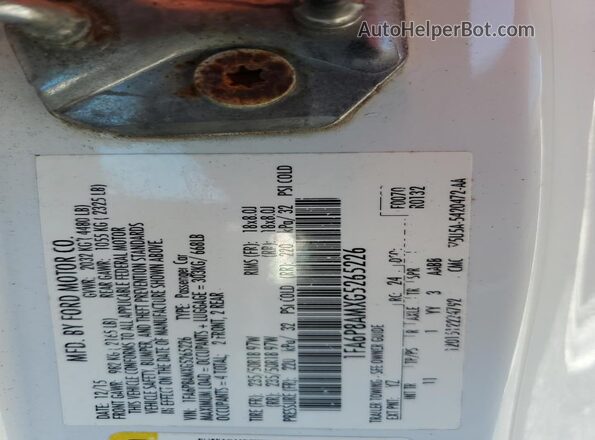 1FA6P8AMXG5265226 2016 FORD MUSTANG Белый Вид подкапотного пространства