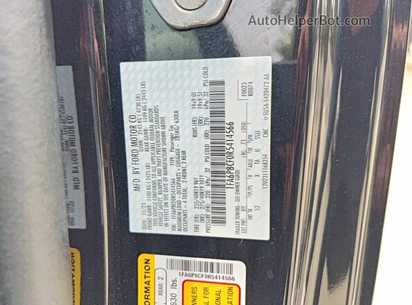 1FA6P8CF0R5414566 2024 FORD MUSTANG Серый Вид задних сидений