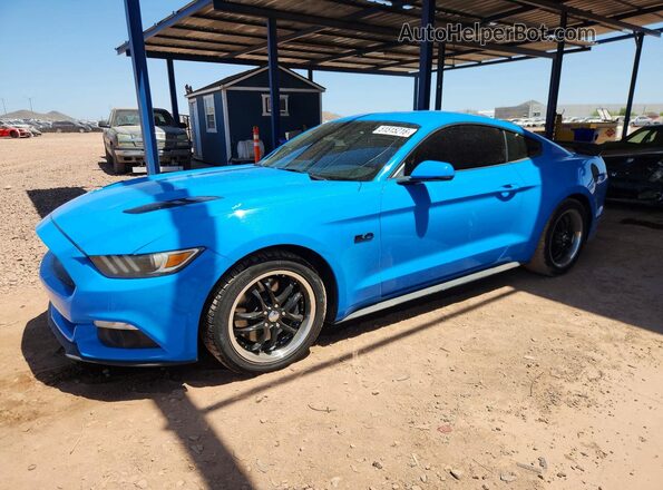 1FA6P8CF1H5340590 2017 FORD MUSTANG Синий Передняя левая четверть