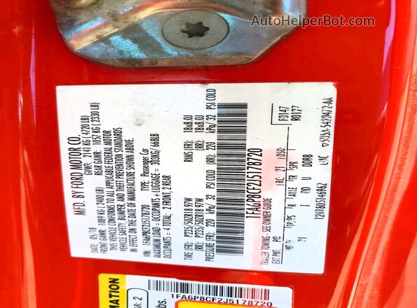 1FA6P8CF2J5178720 2018 FORD MUSTANG Red Widok komory silnika