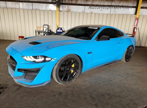 1FA6P8CF2L5129567 2020 FORD MUSTANG Синий Передняя левая четверть