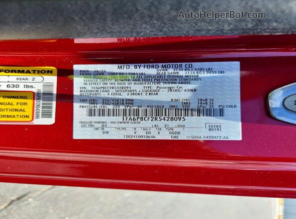 1FA6P8CF2R5428095 2024 FORD MUSTANG Красный Вид подкапотного пространства