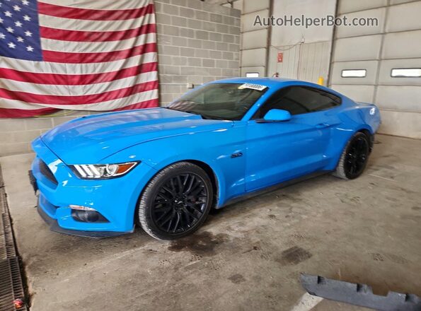 1FA6P8CF4H5330331 2017 FORD MUSTANG Blue Առջևի ձախ երեք քառորդ տեսարան