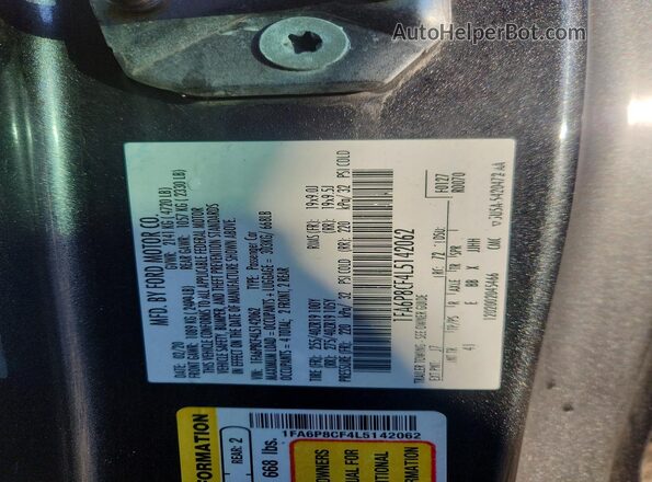 1FA6P8CF4L5142062 2020 FORD MUSTANG Угольный Вид наклейки с VIN-кодом