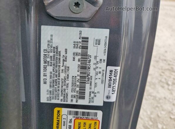 1FA6P8CF7M5146737 2021 FORD MUSTANG Серый Вид наклейки с VIN-кодом
