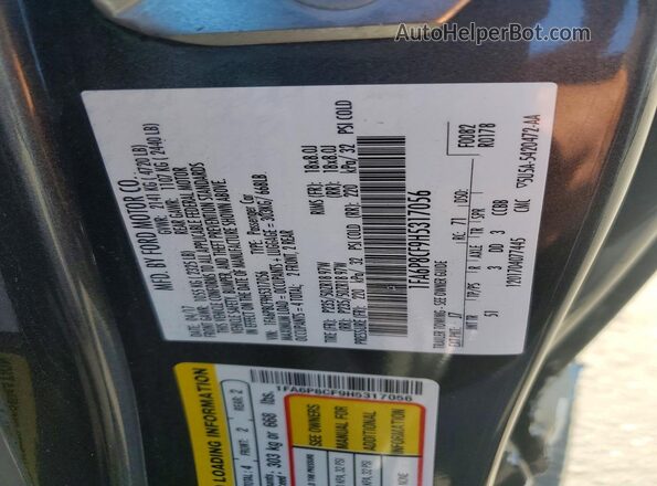1FA6P8CF9H5317056 2017 FORD MUSTANG Угольный Вид наклейки с VIN-кодом